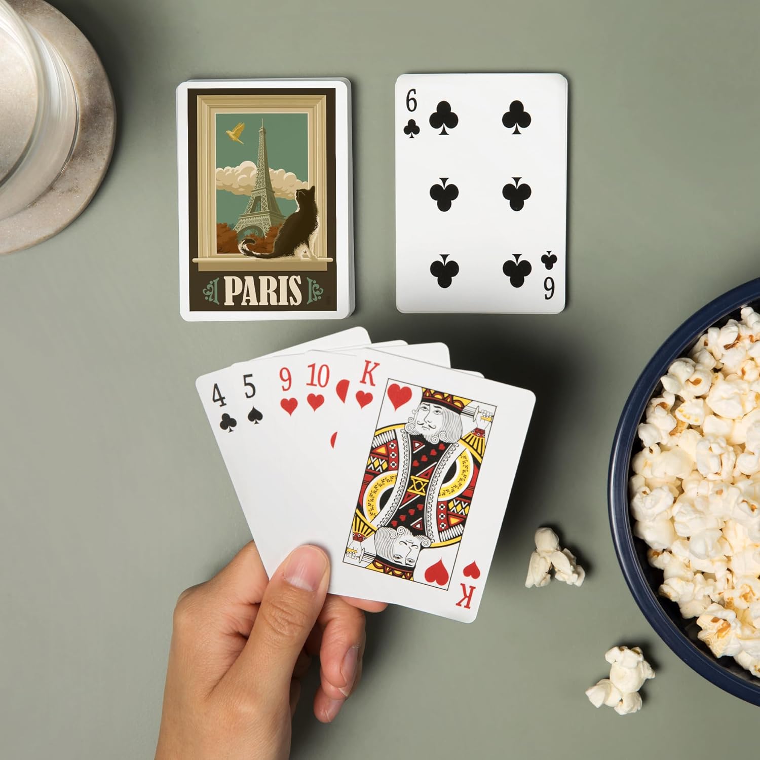 Lantern Press Paris, France, Eiffel Tower and Cat Window, 52 Playing Cards for Adults, Poker Size Card Deck