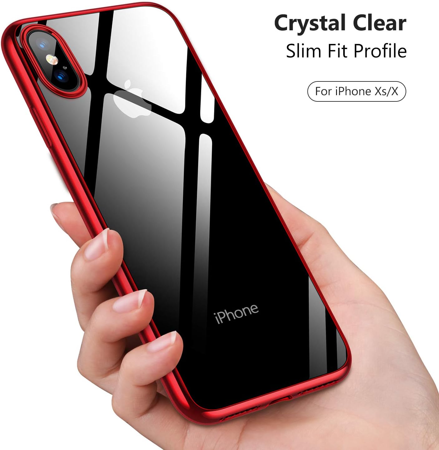 TORRAS Crystal Clear Designed for iPhone Xs Case/iPhone X Case [10X Anti-Yellowing] [2X Anti-Scratch] Thin Slim Soft Silicone Shockproof Phone Case Designed for Apple 5.8'', Red