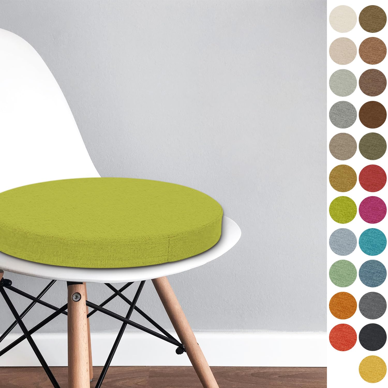Round Chair Pad 45x45x8 CM Bistro Circular Chair Cushion Garden Kitchen Dining Chair Seat Cushion Memory Foam Chair Seat Pad,Color#8 Light green — image 1