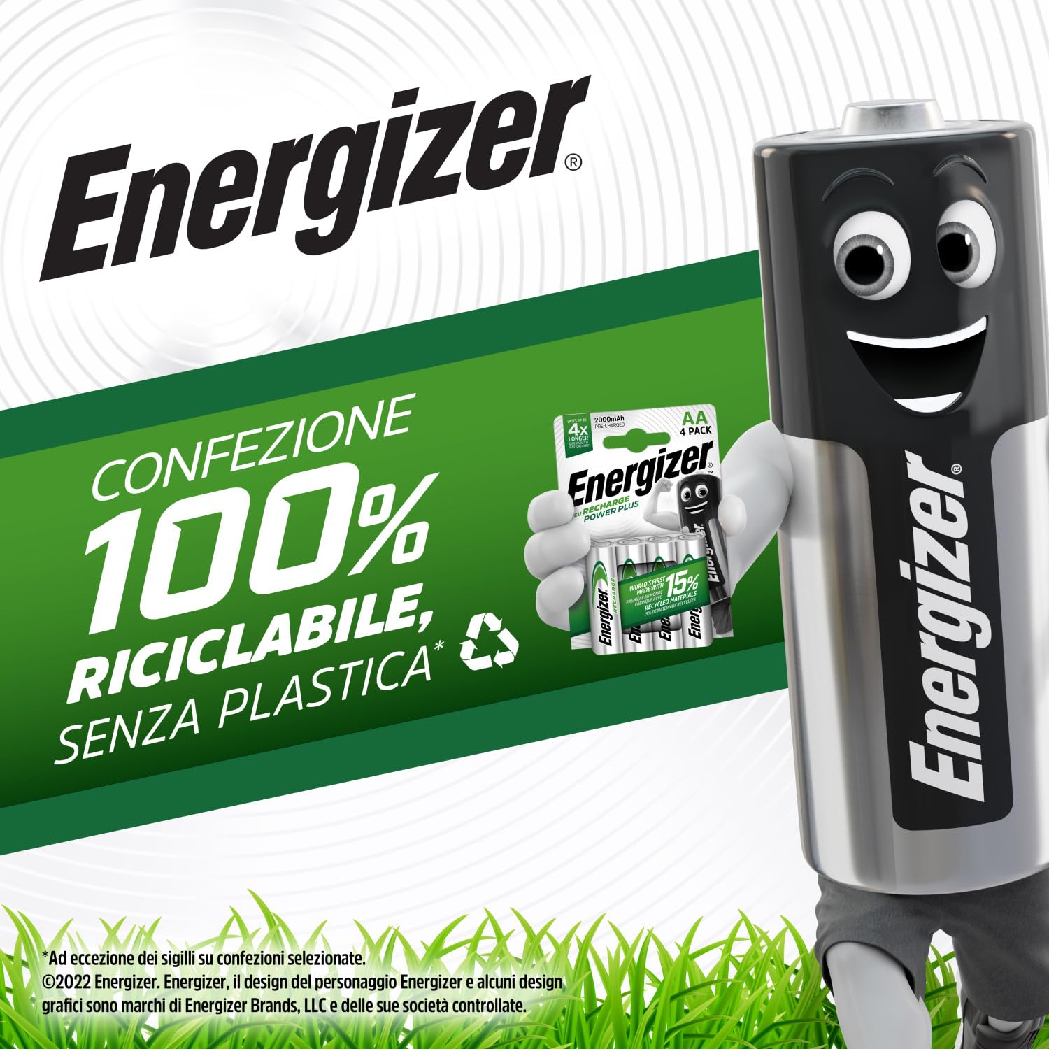 Energizer Recharge Power Plus - Batteria 9V (Confezione da 2) - Pile Ricaricabili 175 mAh NiMH - pronte all'uso - per rilevatori antincendio, rilevatori di fumo - 100% imballaggio riciclabile