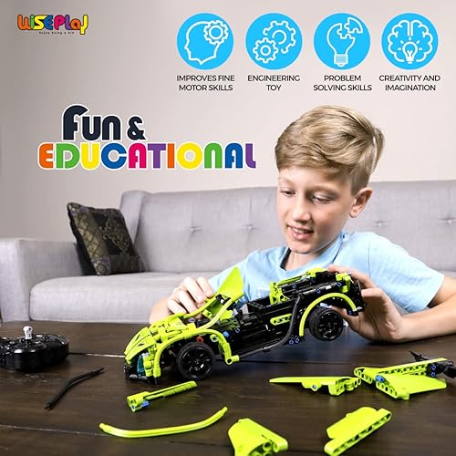Miniatura 3 de WISEPLAY Kits de construcción de automóviles para adultos y niños, kits de modelos de autos coleccionables para adultos y niños, juego técnico a
