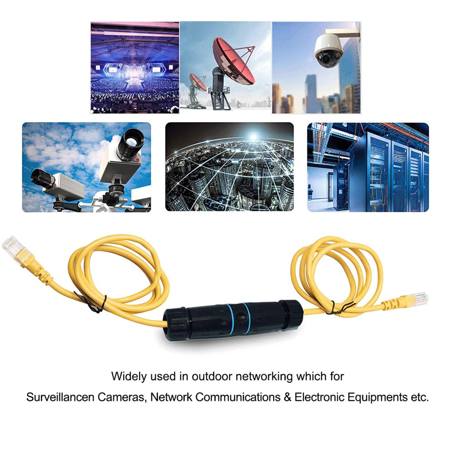 Waterproof RJ45 Connector, IP68 Cat5/Cat5e/Cat6/Cat7/Cat8 Waterproof Ethernet Coupler Shielded for Outdoor Network Cable Extender Female to Female-5 Pack