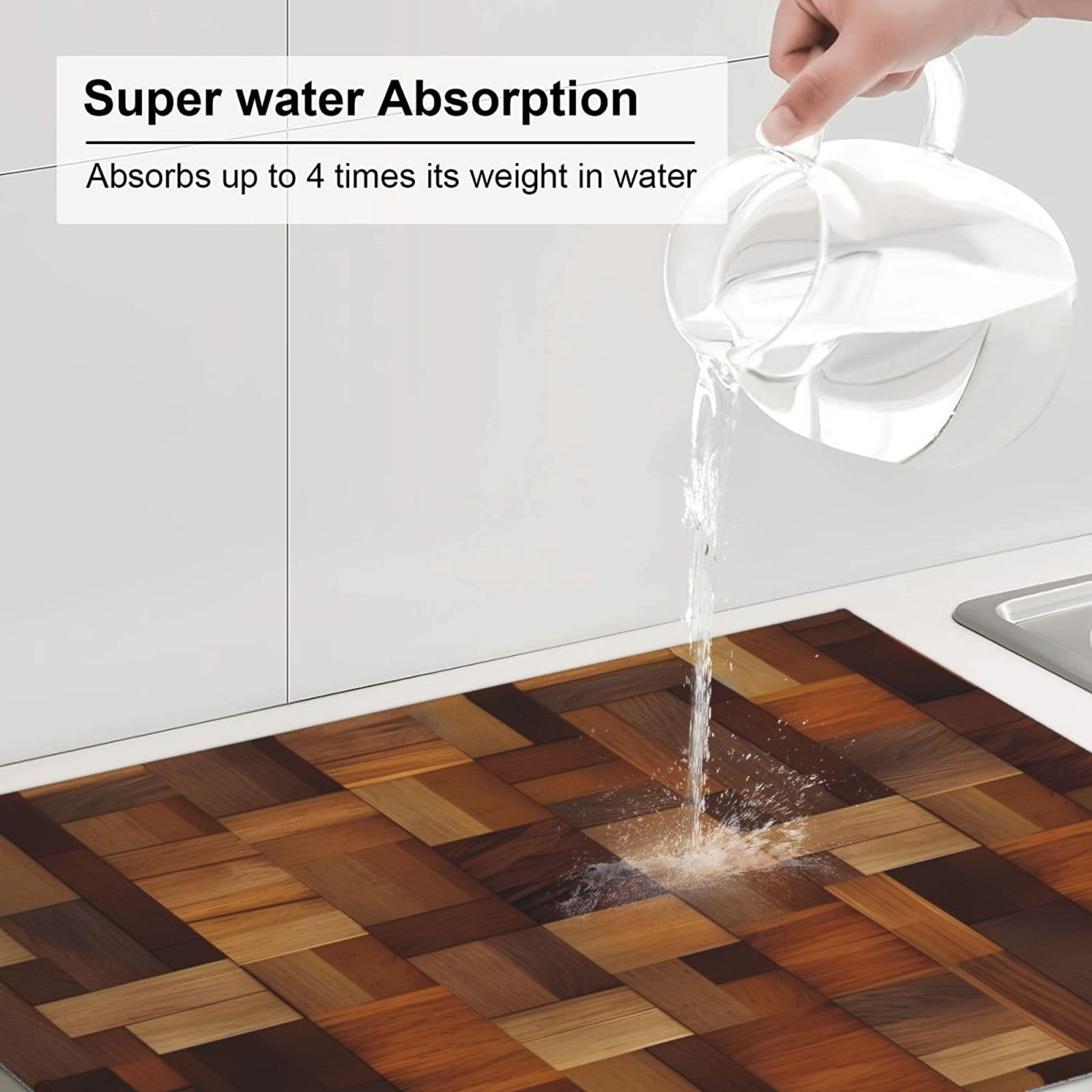 4 Pcs Super Absorbant Grand Tapis de Cuisine Absorbant Antidérapant