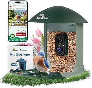 Upgraded Smart Bird Feeder with 4MP HD Camera, Birdwatching Camera with AI Identify Birds & Solar Panel for Outdoors, Auto Video Capture & Instant Notifications, Forest Green asin的图片