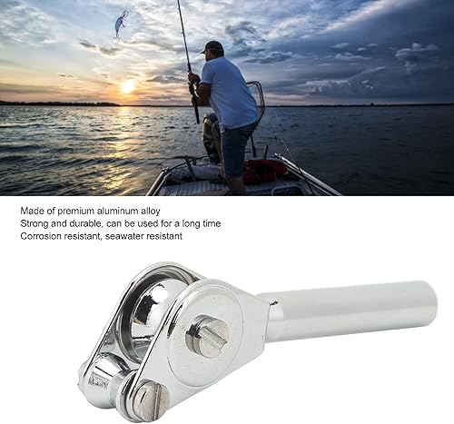 Miniatura 4 de Guía de rodillo de pesca de aleación de aluminio Punta superior caña de pescar caña de pescar doble polea Guía de punta de varilla para barco de mar