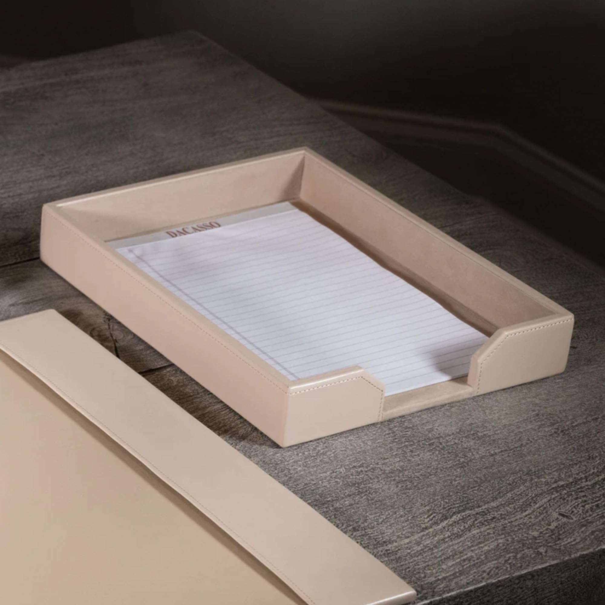 Dacasso Set da scrivania in pelle legata al latte bianco 7 pezzi