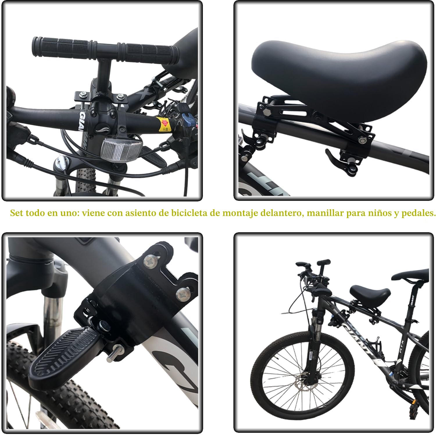 Asiento infantil para bicicleta de montaña, asientos de bicicleta delanteros para niños con marco de reposabrazos, adecuado para niños de 2 a 5 años