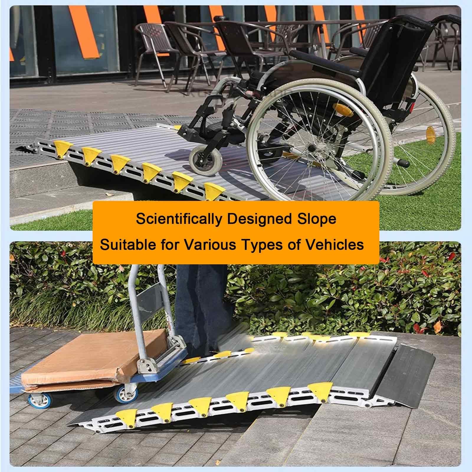 Rampas para Silla de Ruedas para Escalones de Casa de 105cm, 137cm, 167cm y 76cm de Ancho, Rampas para Umbrales de Puertas con Capacidad de 350 a 500 Kg, Aluminio Enrollable(167cm/66in)