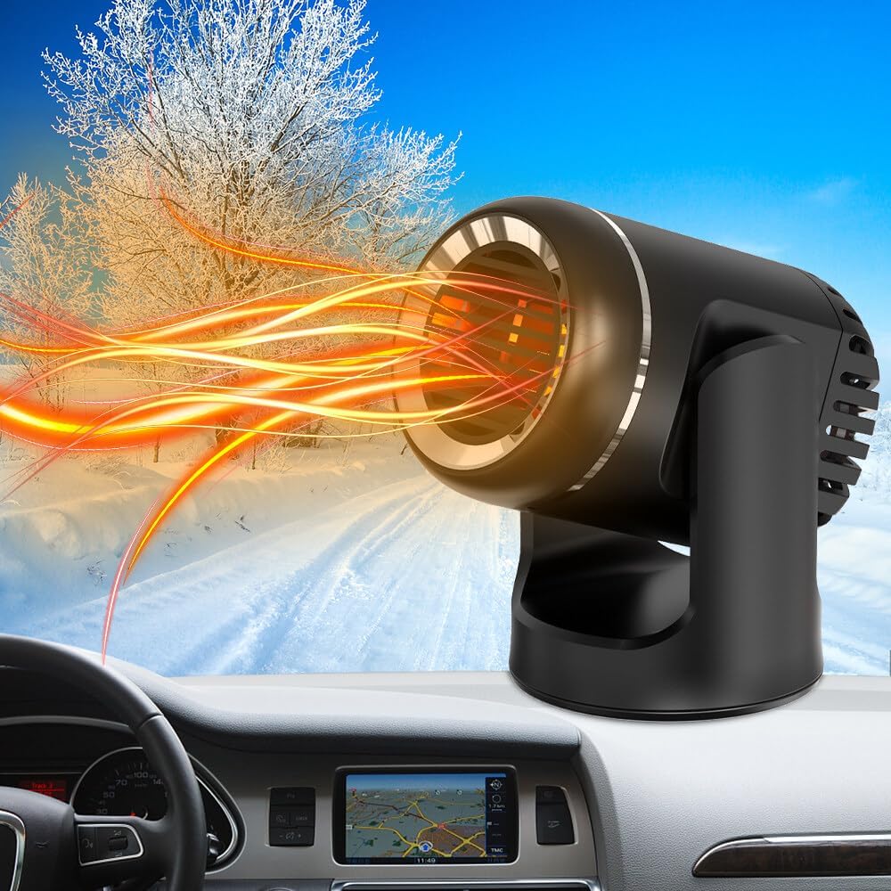 Abiemuce Auto Heizlüfter 12V 150W - 2-in-1 Heizung & Entfroster | Mit Zigarettenanzünder
