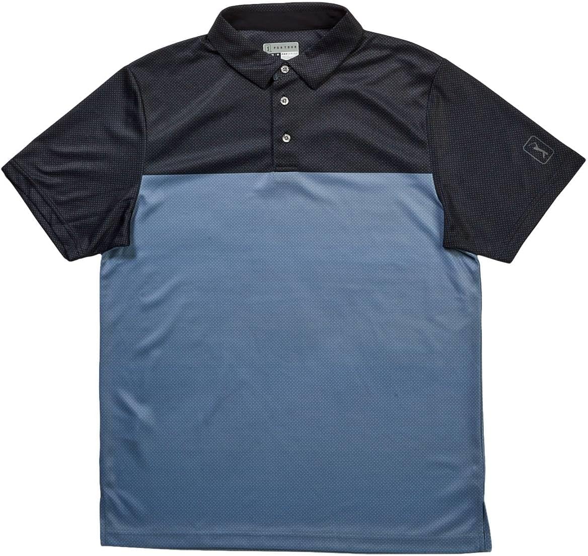 PGA Tour Men's Airflux Color Block Short Sleeve Golf Polo Shirt with Self Collar