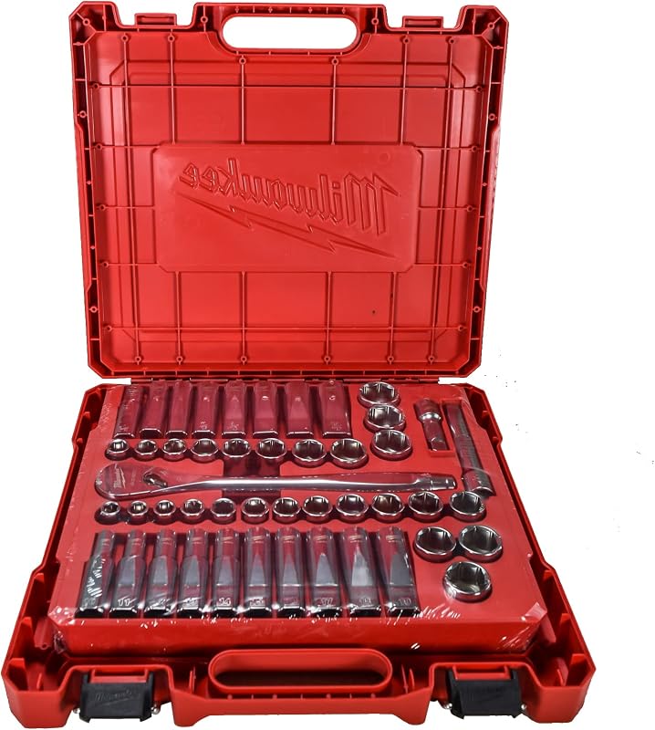 48-22-9010 47-Piece 1/2 in. Drive Metric and SAE Ratchet and Socket Set with FOUR FLAT Sides