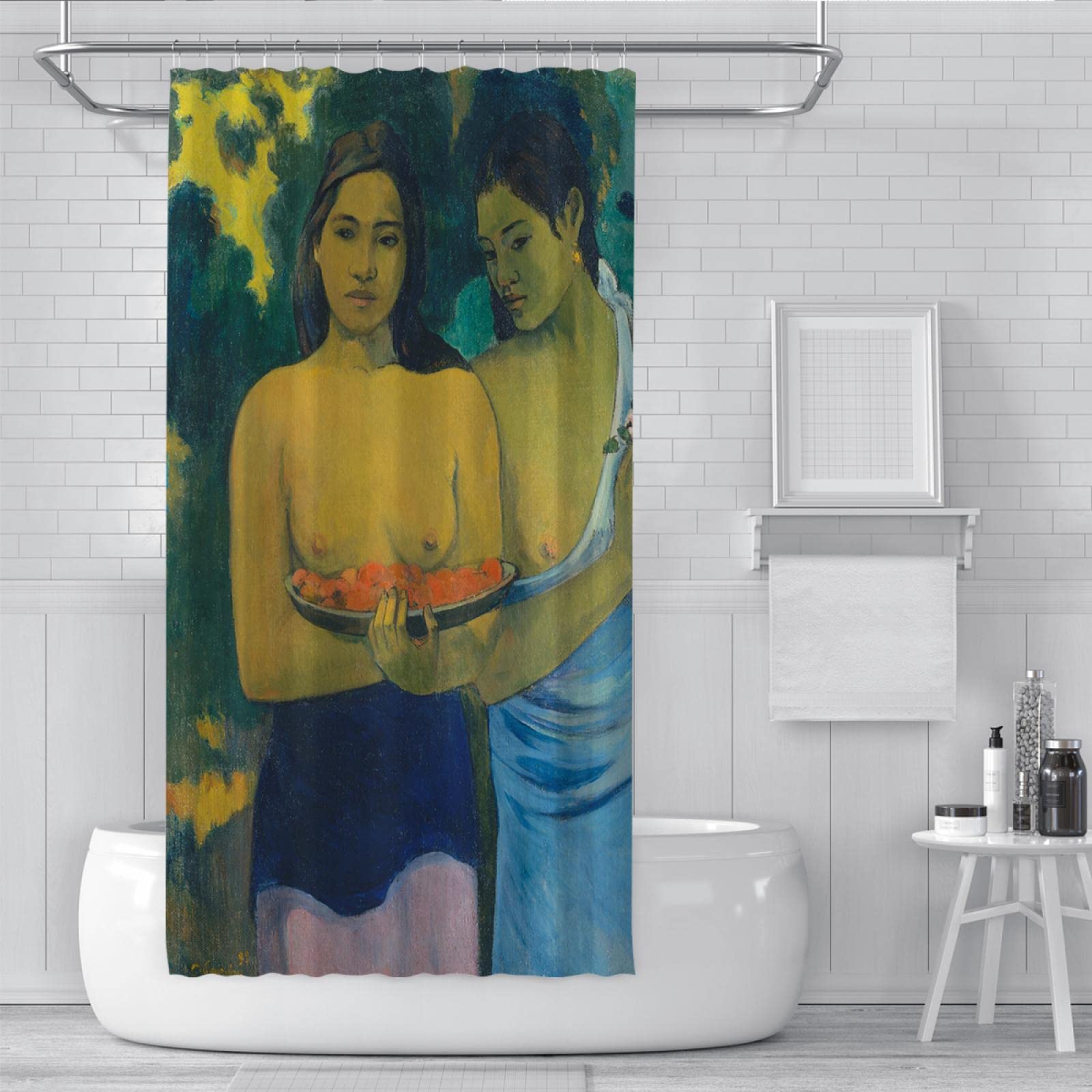 Cortinas de ducha de retrato de mujer Paul Gauguin Cortina de ducha de peso pesado de tela impermeable de grado hotelero Cortina de baño 240x180 cm
