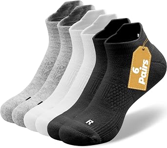 Colorful Cotton Mens Socks Ankle Size 13-15 Thick,Cotton Ankle Socks for Men Women,Arch Support Performance Cushion Padded Moisture Wicking Athletic Running Workout Gifts for Dad Sock 6 Pairs