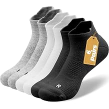 Colorful Cotton Mens Socks Ankle Size 7-9 Thick,Cotton Ankle Socks for Men Women,Arch Support Performance Cushion Padded Moisture Wicking Athletic Running Workout Gifts for Dad Sock 6 Pairs