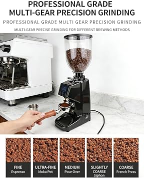250W Professional Burr Coffee Grinder, Coffee Bean Grinder with Digital Touch Display& 500g Beans Capacity, 19 Precise Grind Settings, 64mm Stainless Steel Grinding Disc, One Touch Opetation(Black)