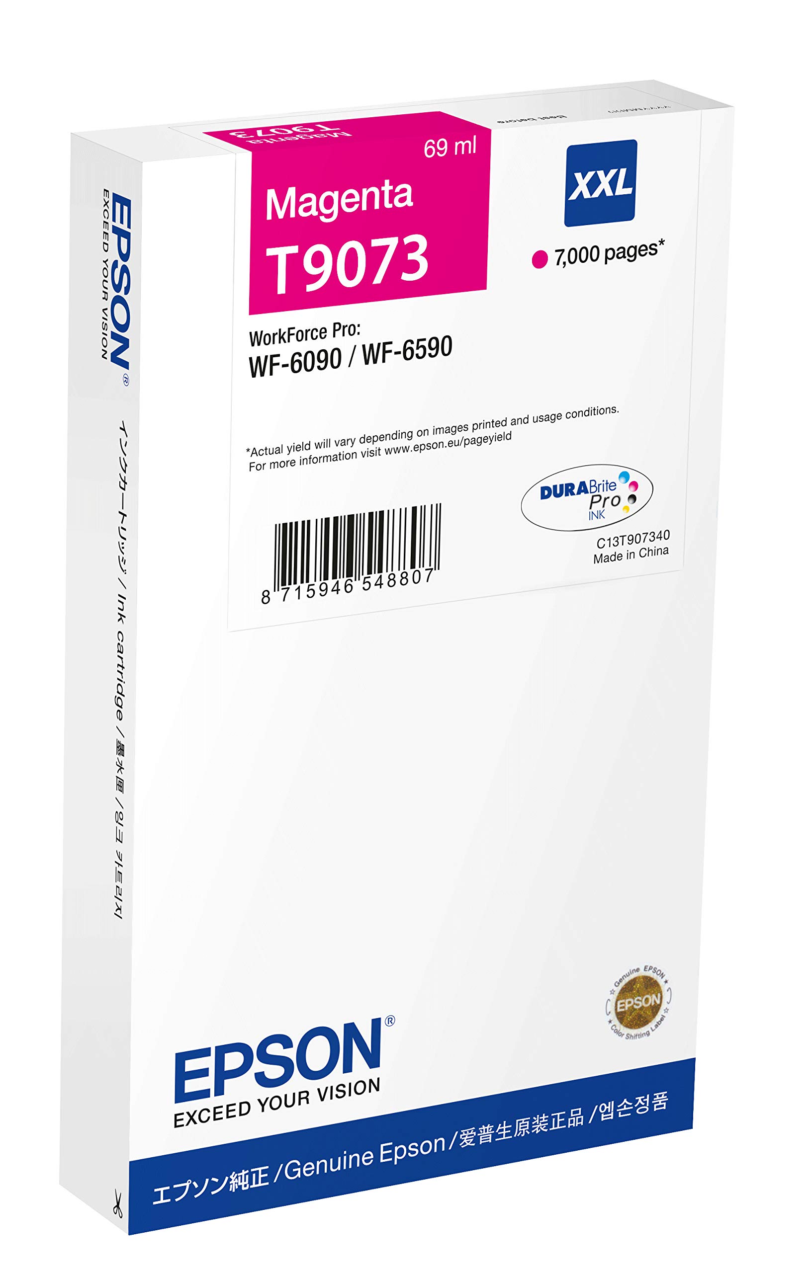 Epson C13T907340 (T9073) Cartuccia d'Inchiostro XXL Magenta 7000 pagine 69 millilitri per WF-6XXX