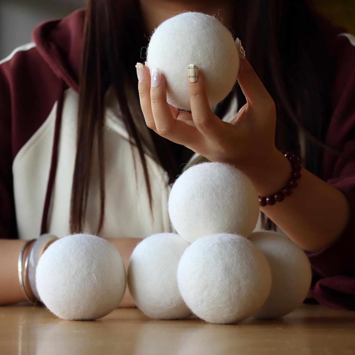 6-Pack Organic XL Wool Dryer Balls, Natural Fabric Softener, 1000 Drying Cycles, Replaces Dryer Sheets, Eliminates Wrinkles & Pet Hair & Static Cling, 45% Less Drying Time, 45% Less Energy, Baby-Safe