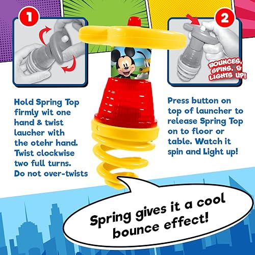 Miniatura 2 de JA-RU Light Up Spinning Top Spiderman & Friends Marvel Style, UFO Spin Toys, Flashing LED Lights, Fun Kids Birthday Gifts, Goodie Bag Fillers,