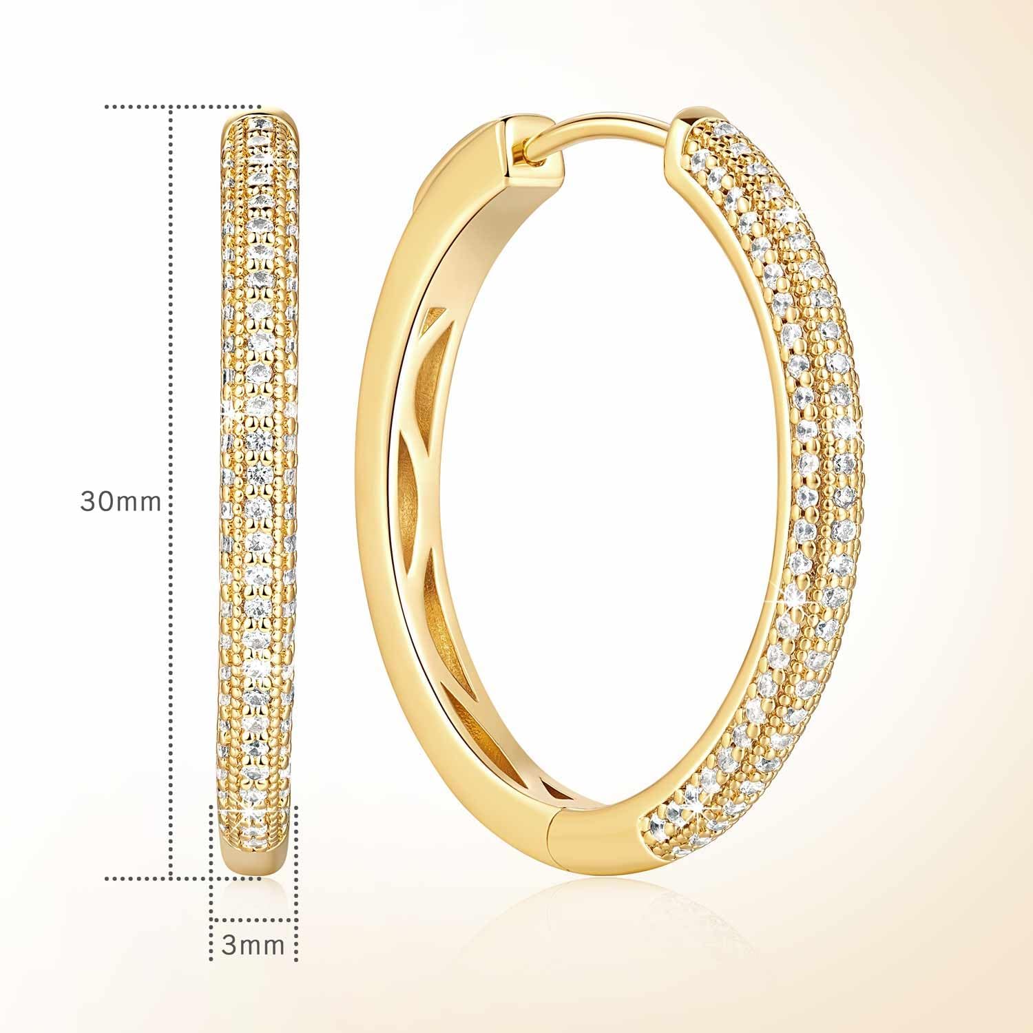 Gold Hoop Earrings 14k Gold Earrings Huggie Earring Cubic Zirconia Earring For Women’s Hoop Earring 30mm - Image 6
