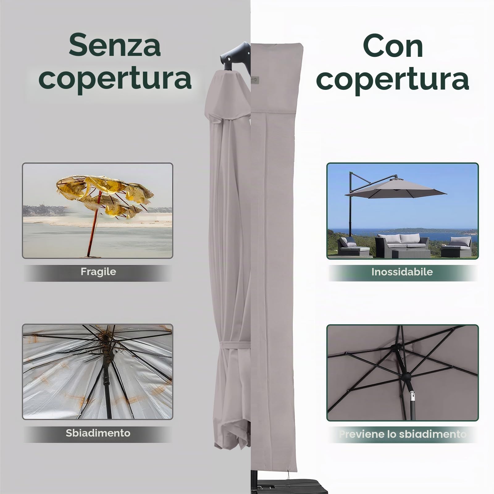 Sekey Ombrellone Copertura Grigio chiaro