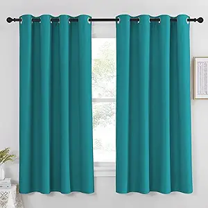 NICETOWN Blackout Peacock Teal Curtain & Drape for Bedroom - Grommet Top Thermal Insulated Room Darkening Energy Saving Privacy Drapes for Night Shift, 1 Piece, W52 x L63