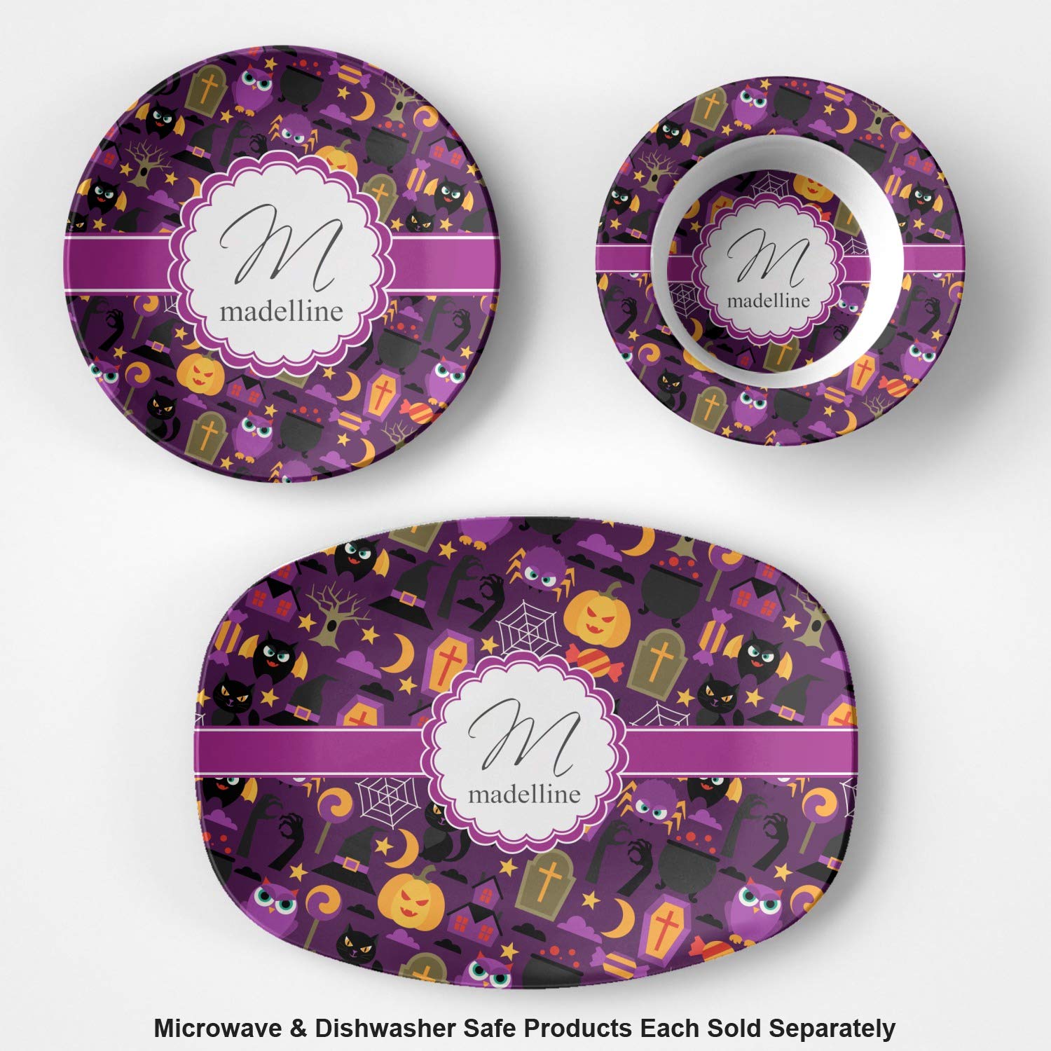 Personalized Halloween Plastic Bowl - Microwave Safe - Composite Polymer