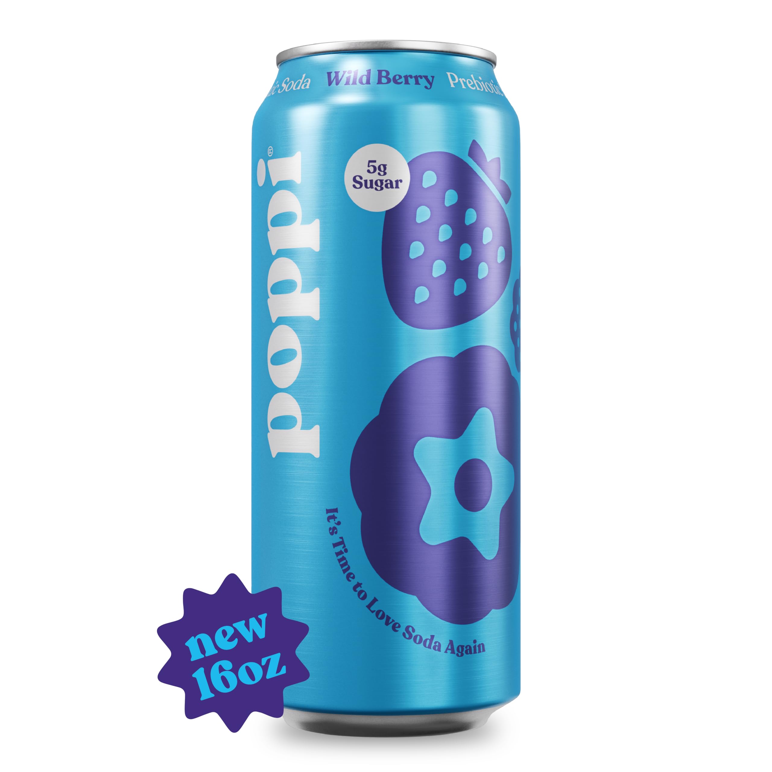 POPPI 16oz Sparkling Prebiotic Soda, Beverages w/Apple