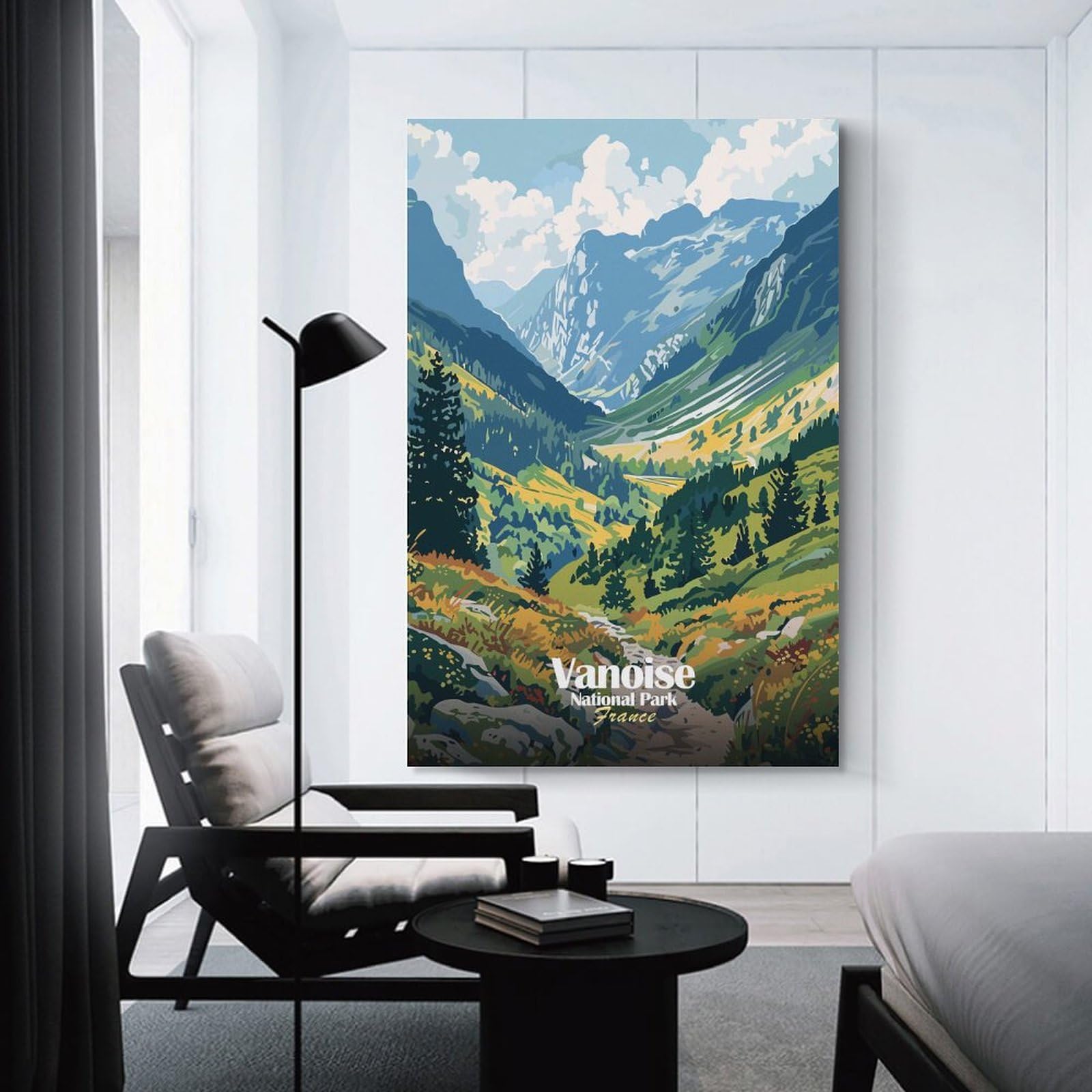 Junmoney Vanoise National Park France Landscape Art Canvas Wall Picture, 20x30inch(50x75cm), for Front Hall, Corridor Or Welcome Spaces, Wall Decor to Refresh Empty Corners