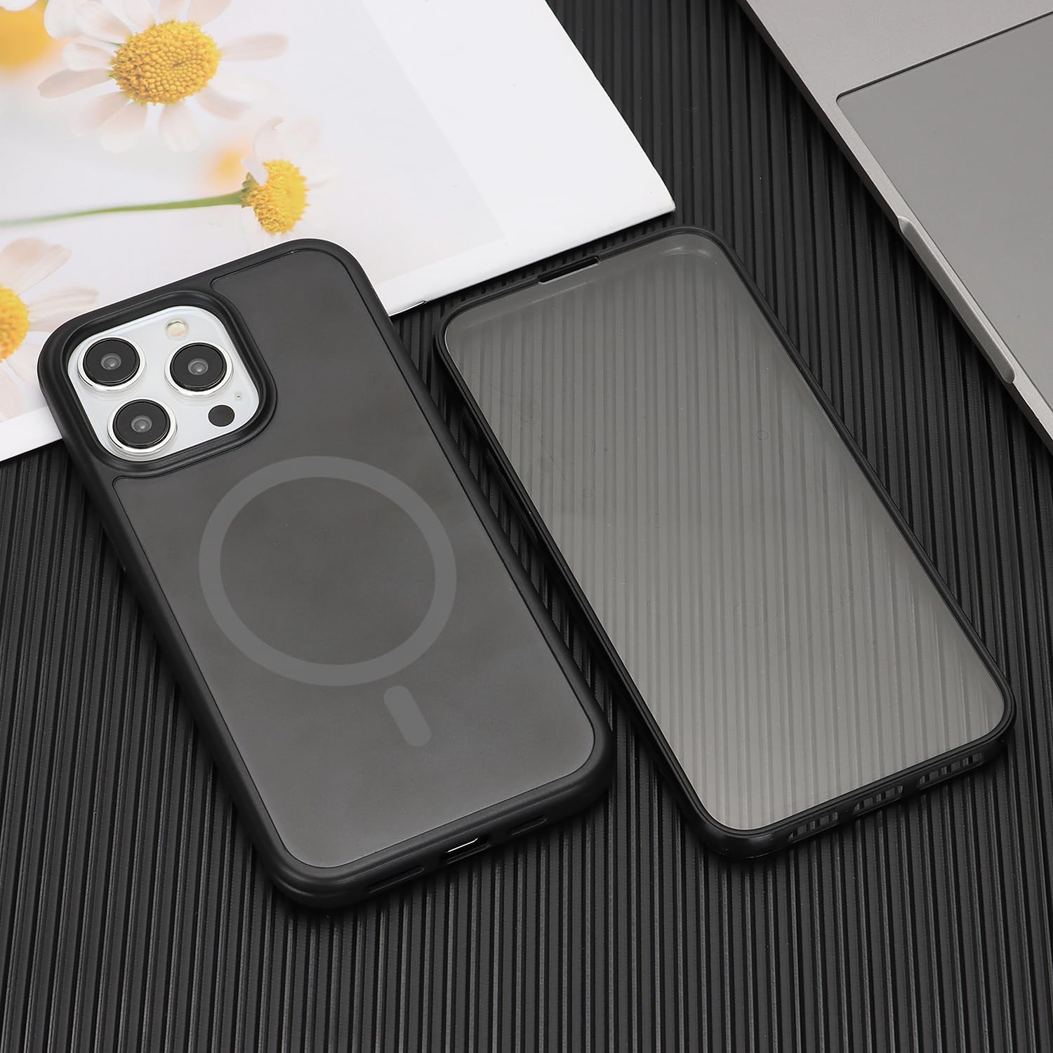 for iPhone 15 Pro Max Case with Built-in Screen Protector Anti-Scratch,for Apple iPhone 15 Pro Max Protective Phone Cases,Compatible with MagSafe for Men Women-Black Gray - Image 6