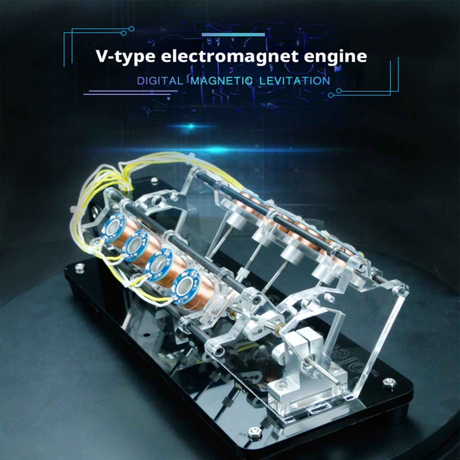 Model silnika elektromagnetycznego cewki – silnik w kształcie litery V ze światłami LED, zintegrowany obwód doładowania do zaawansowanych technologicznie eksperymentów fizycznych i uprawy