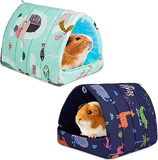 HOTUT Maison pour Cochon d'Inde, 2 Pieces Petits Animaux Couchages Hiver Cabane, Lits Grotte Chauds Petits, Confortable et Chaud, pour Lapin Nain Chinchilla Hérisson Cobayes Ecureuils