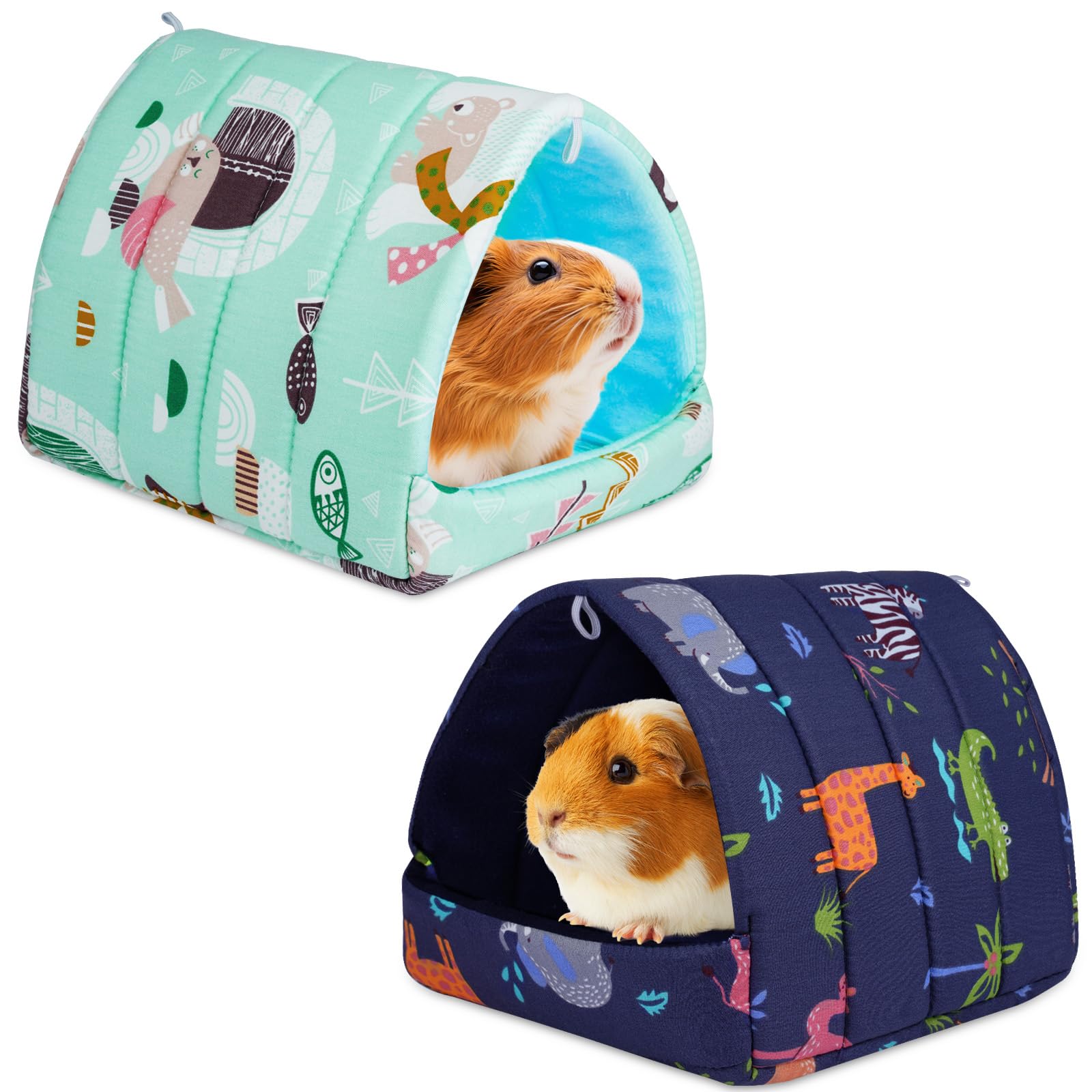 HOTUT Cama Cobayas Invierno, 2 Piezas Pequeños Portátil Casa de Invierno de Peluche, Calidez Conejo Enano Animales Pequeños Casas, Cueva para Hámster, Cobaya, Chinchilla, Ardilla, Erizo