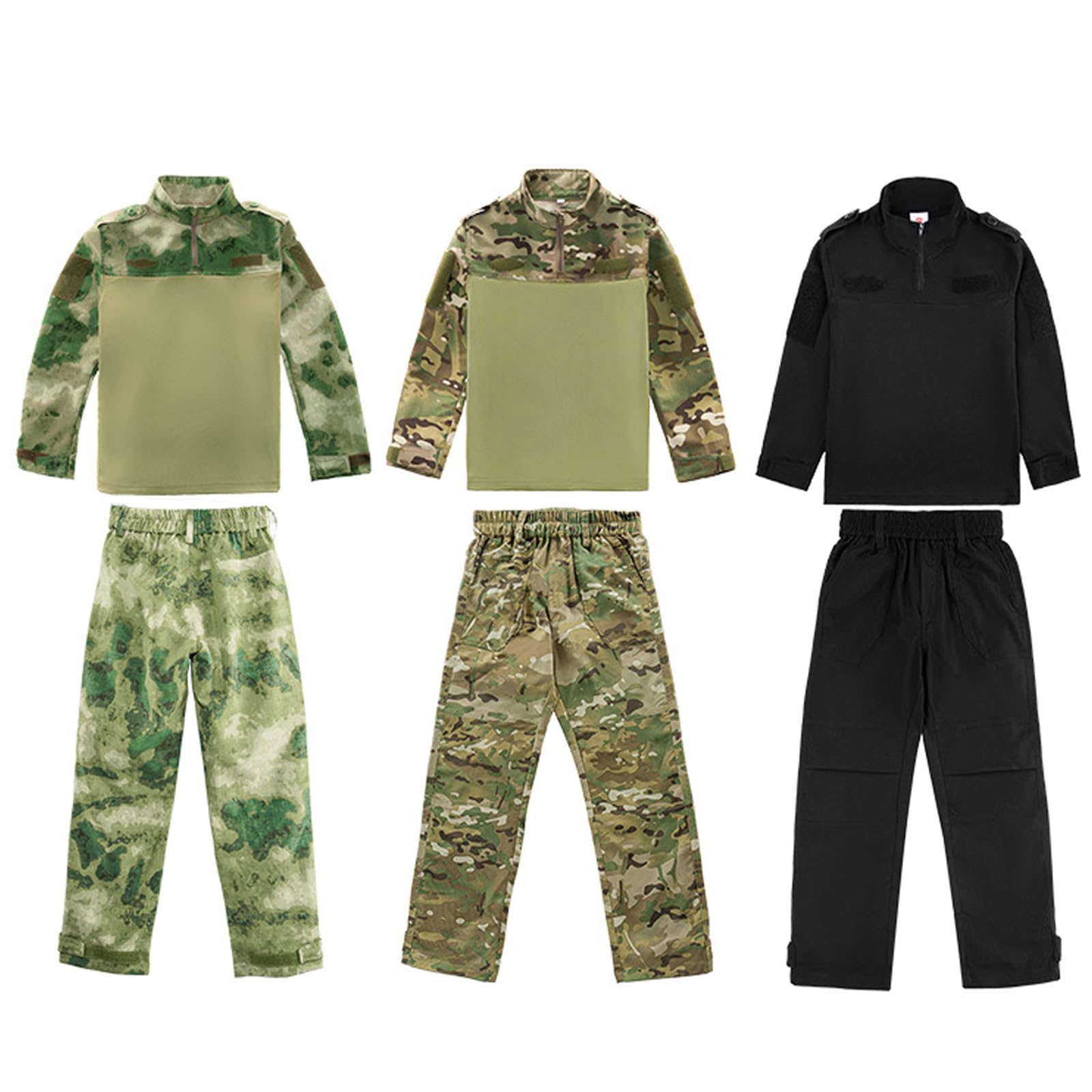 Niños Conjunto de Camiseta y Pantalones Táctico Airsoft Militar Camuflaje Primavera Verano Otoño Combate Deportivo Caza Senderismo Camping para Niño Niña Hombre Mujer