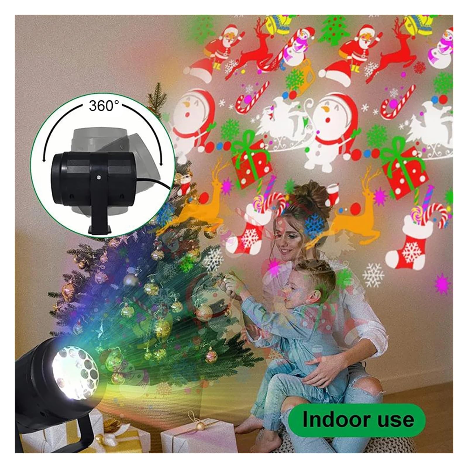 Proiettore di Luce, luci per Feste di Natale DJ Sta Light Proiettore di Luce a LED con 16 Modelli integrati Lampada per Interni ed Esterni Illuminazione per Le Vacanze, per Feste all'aperto