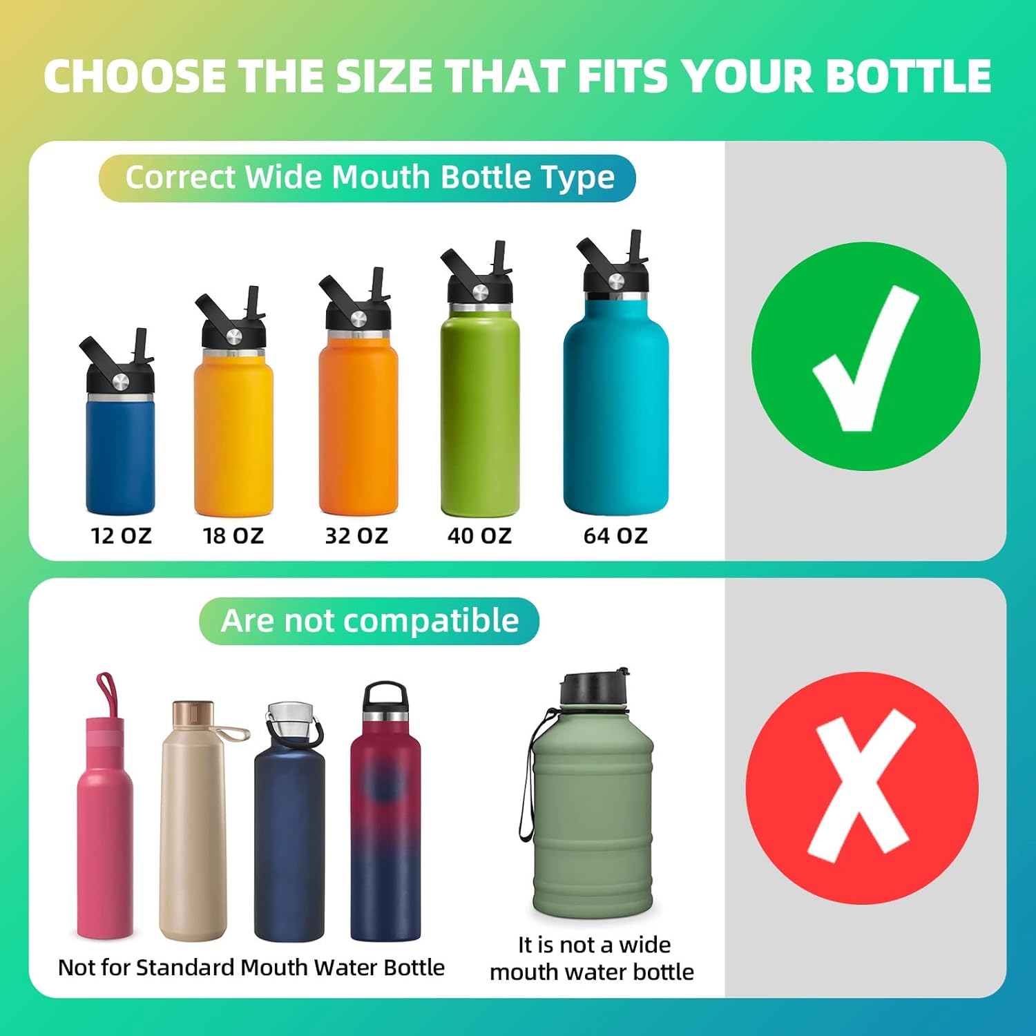 Tonlinco Straw Lid for Hydroflask Wide Mouth,Lids with Straw Compatible with Hydro Flask 20 32 40 oz Wide Mouth Wide Mouth Straw Lid Compatibility Most Sports Water Bottle (Black) : Sports & Outdoors
