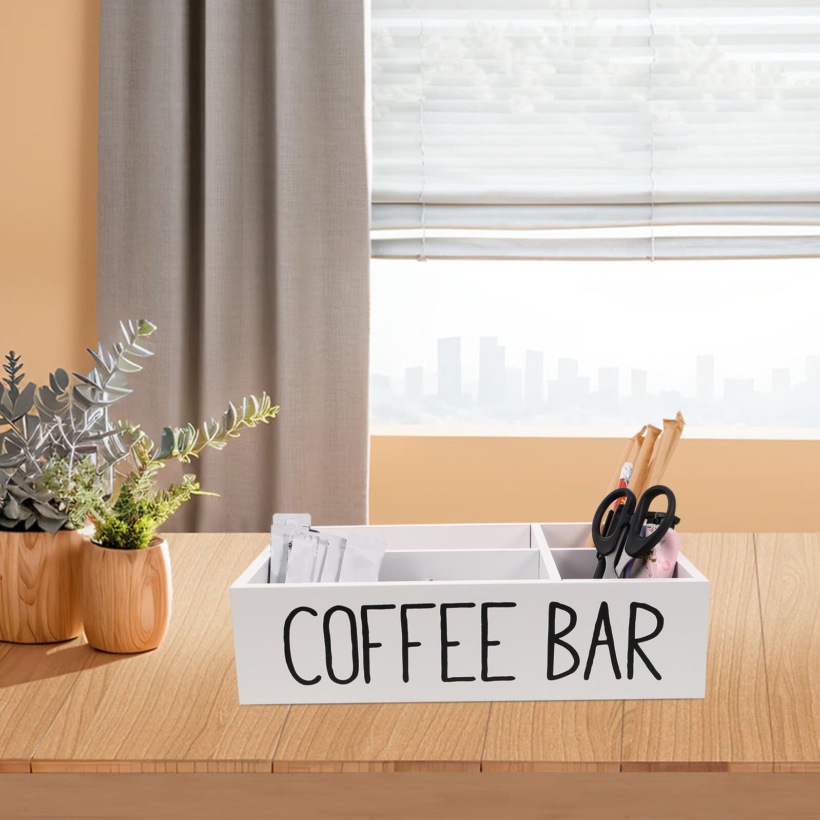 jojofuny Boîte de Rangement pour Sachets de Thé et Café Compartimentée Bois avec Fermeture Hermétique