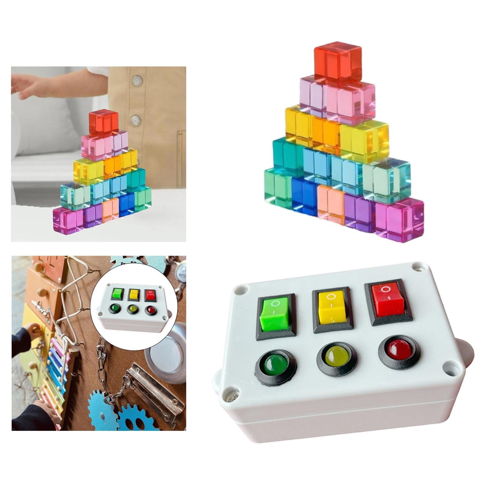 harayaa Juego de Apilamiento de Bloques de Construcción de, Cubos Translúcidos, Juguete Educativo, Material Acrílico, Adecuado para El Aprendizaje de