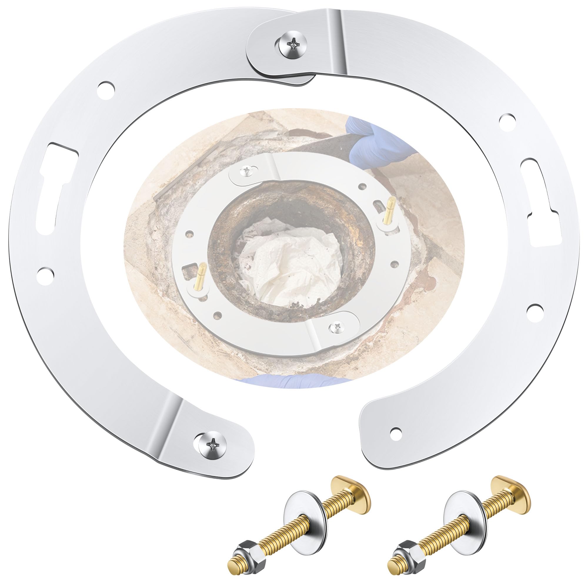 Gisafai Stainless Steel Toilet Flange Repair Kit – Fix Wobbly Toilets
