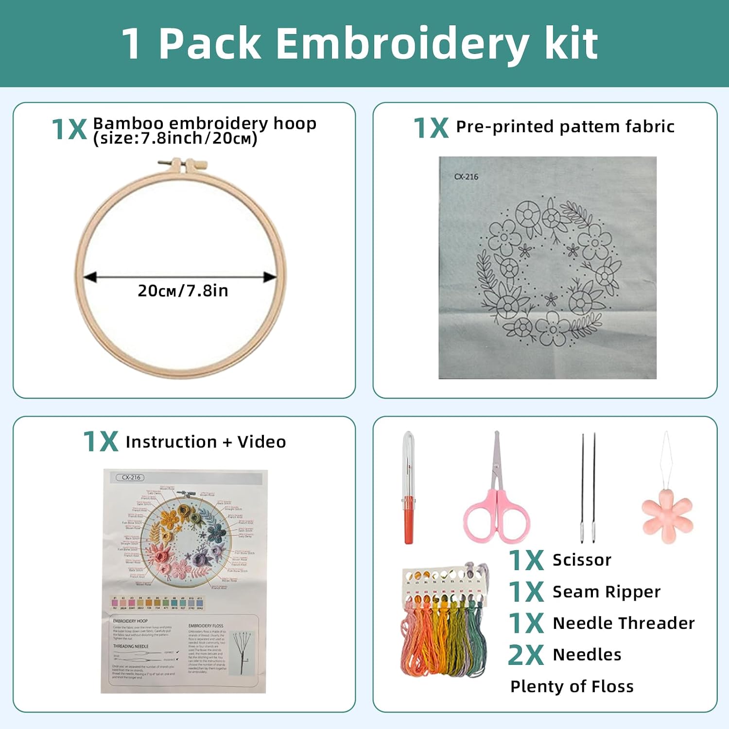 Herdiese Embroidery Kit for Beginners & Adults with Flower Pattern image 5