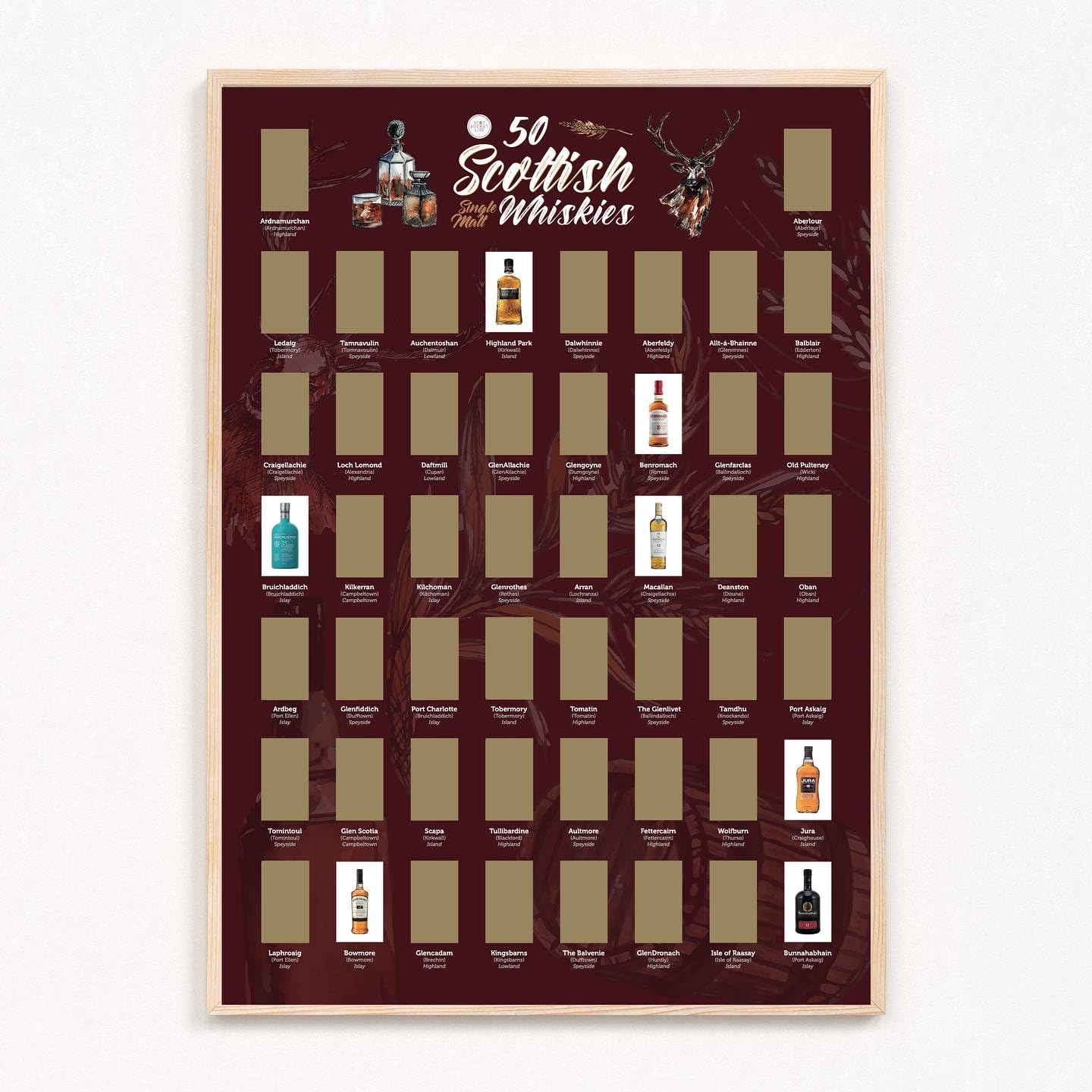 Bucket List Studio Scottish Whisky Scratch Off Poster (A3) Scratch to Reveal Single Malt Whiskies You’ve Tried – Unique Gift for Whisky Lovers & Scotland Fans