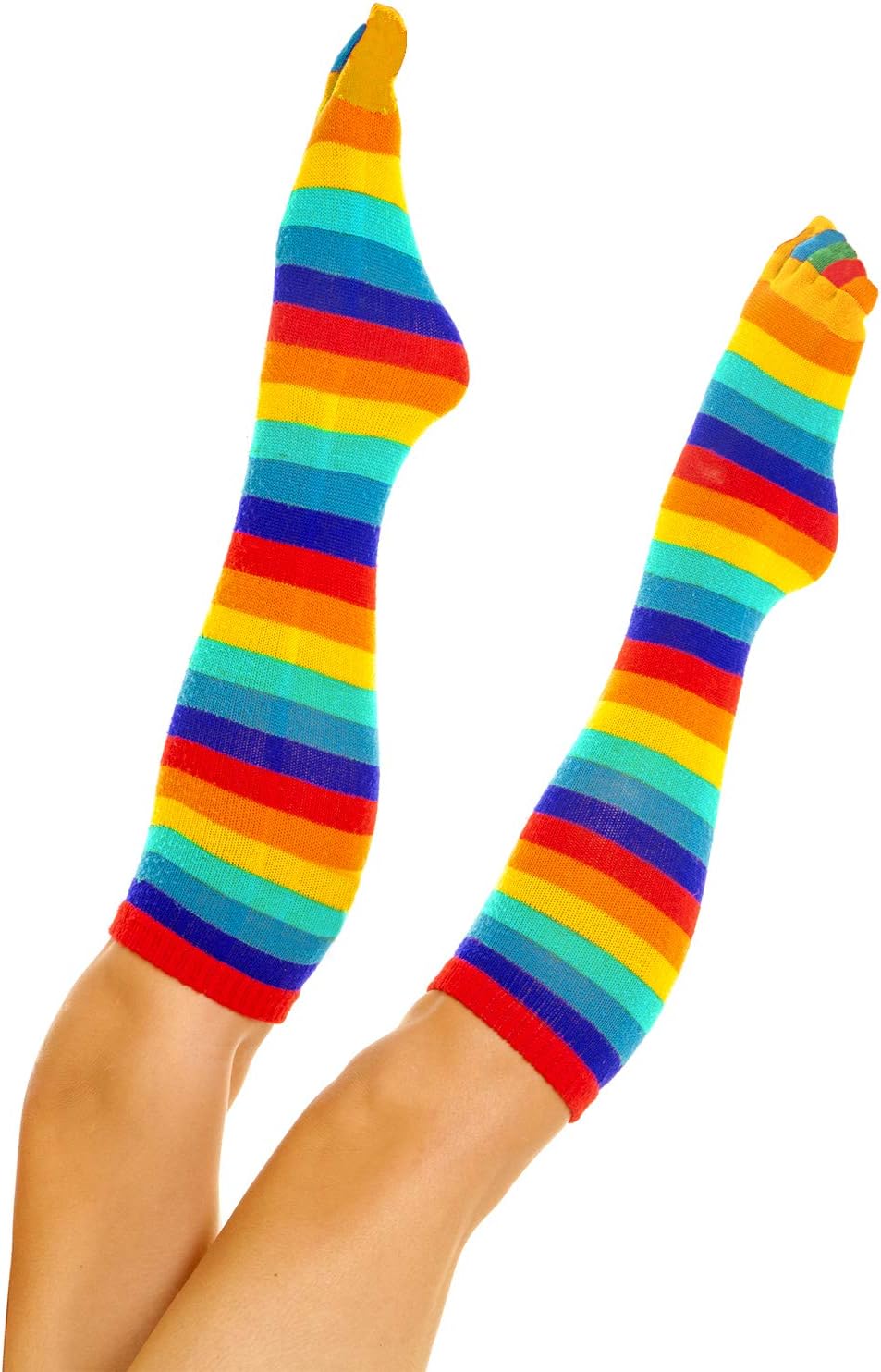 Syhood 2 Pairs Rainbow Toe Socks Women Finger Separated Striped High Socks with Toes for Christmas Gift Women - Image 5