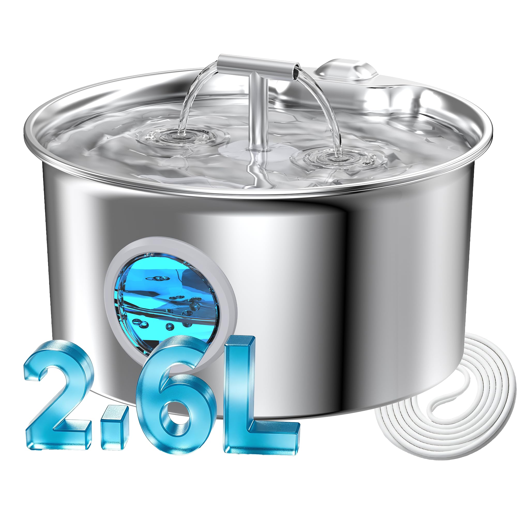 Fuente de Agua para Gatos de Acero Inoxidable: Fuente de Agua para Gatos - Fuente de Agua para Gatos de Interior - Cuenco Dispensador Automático de Agua para Mascotas