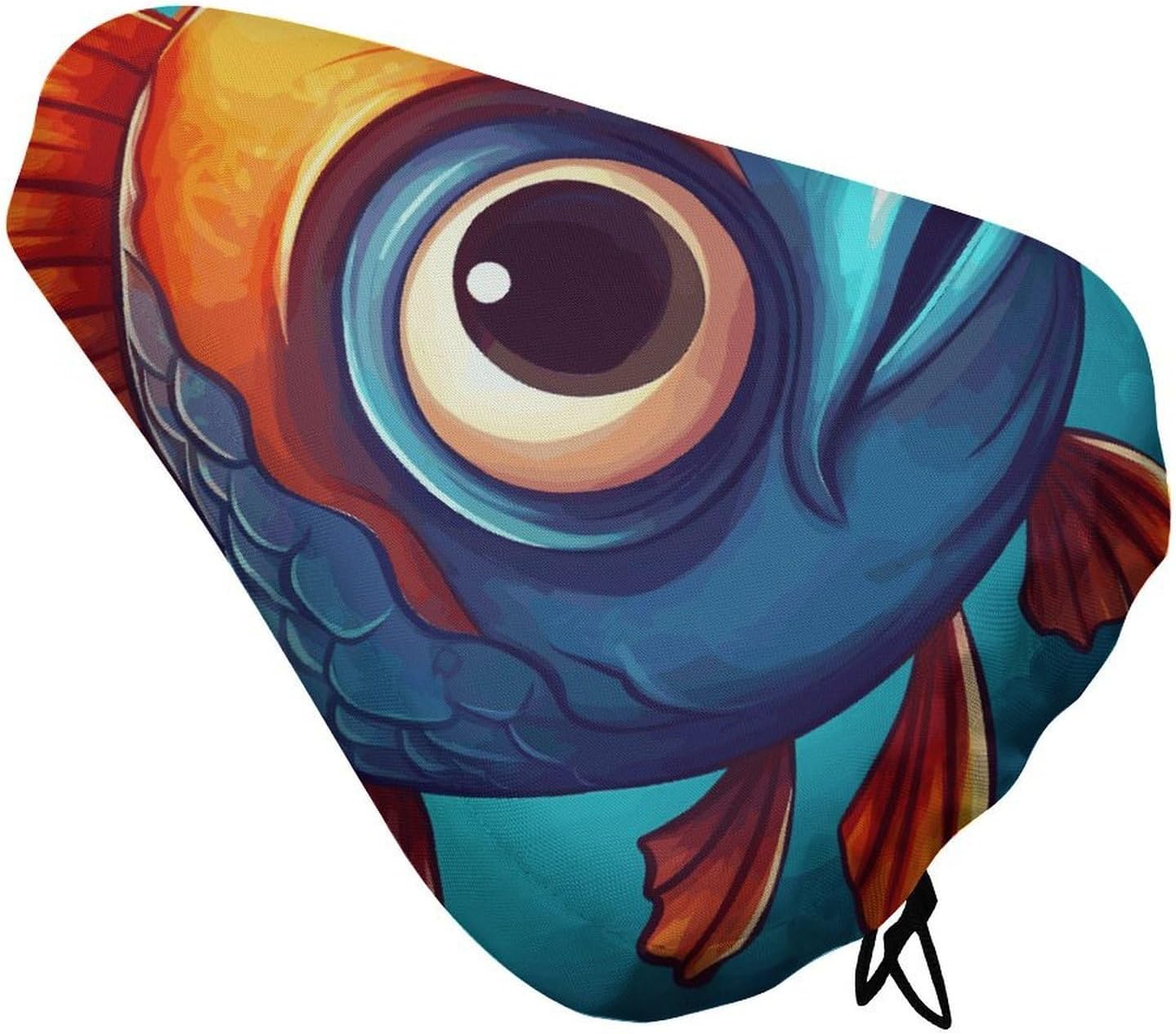Cartoon Fish Bike Seat Cover Soft Waterproof Bike Saddle Rain Cover with Drawstring Rainproof Dust Resistant Bicycle Seat Cushion Protector for Outdoor Travel, Stationary Bikes