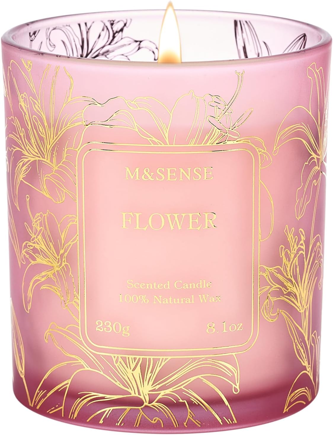 M&SENSE Vegan Soy Floral Scented Candles - Toxin-Free, Heavy Scent Throw, 42-Hour Burn 8.1oz Jar, Ideal Home Fragrance & Housewarming Gift