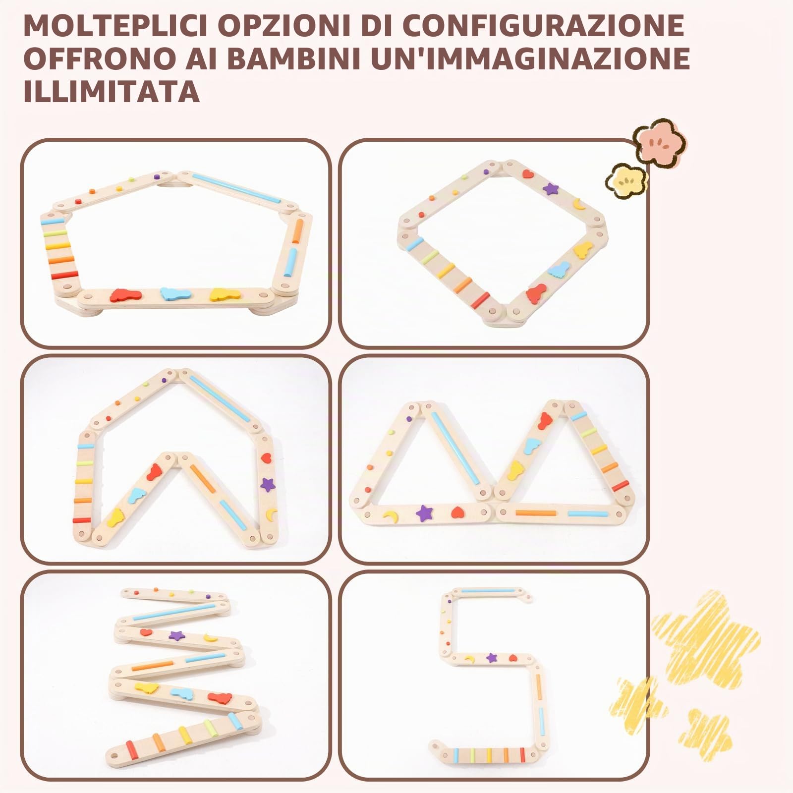 Trave di Equilibrio per Bambini,Trave di equilibrio con pietre di ostacolo colorate,Giocattolo Montessori Allenamento dell'equilibrio per Interni ed Esterni per Bambini 1 Anni+