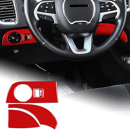 Miniatura 25 de AIRSPEED Cubierta de panel de palanca de cambios de fibra de carbono, calcomanía para consola central interior para Dodge Durango 2018 2019 2020