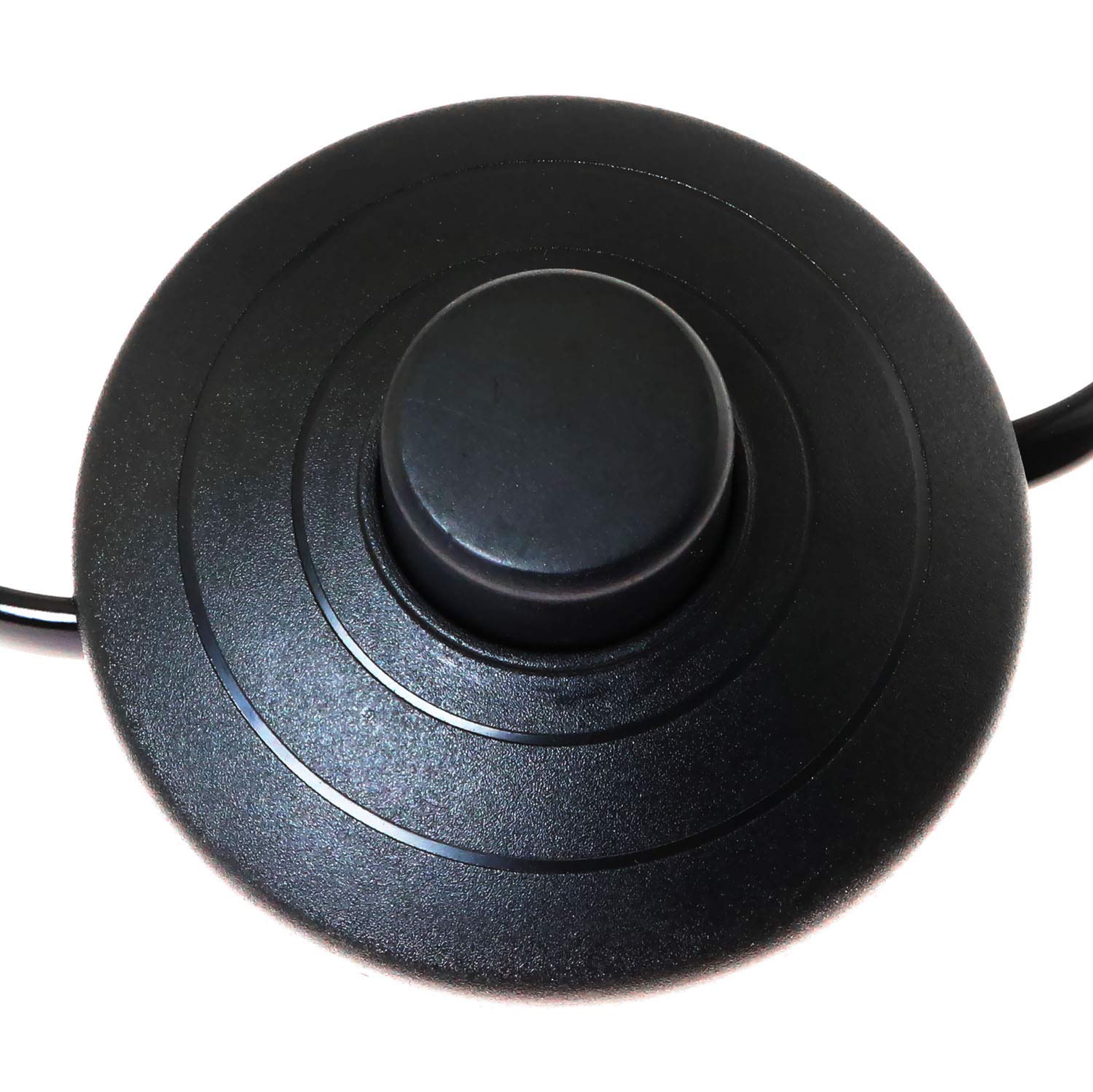 E-outstanding Black Foot Pedal Push Switch Round Button Inline Lamp Light On-Off Control Footswitch with 1.8m Cable and Wire Plug