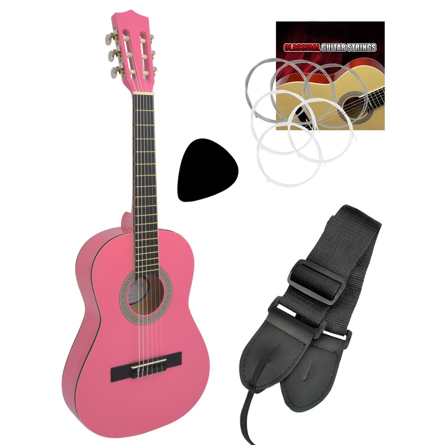 Gitara klasyczna dla dzieci w rozmiarze 1/2 - różowa