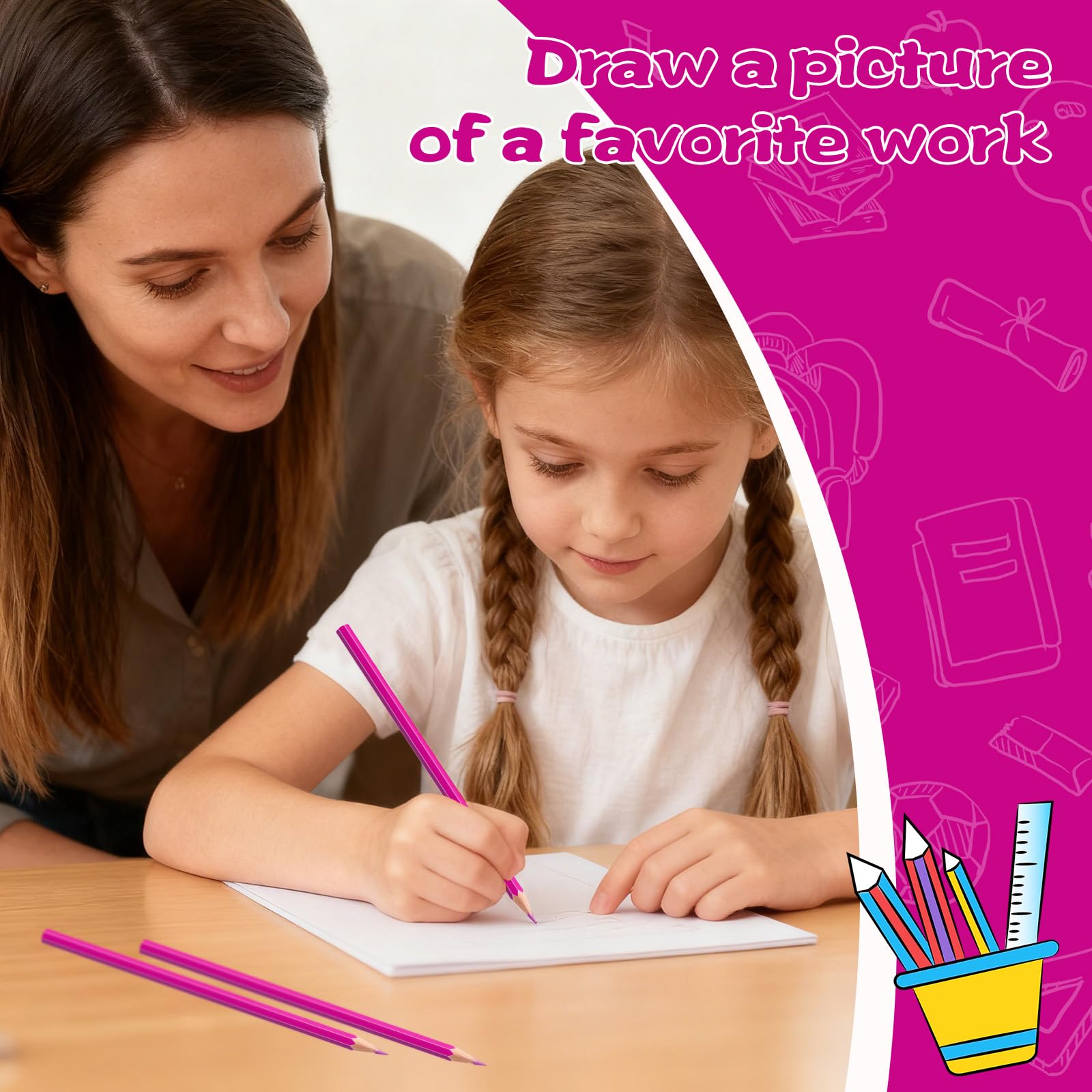 60 Stück rosafarbene Buntstifte, Premium-Zeichenstifte für Ostern und Frühling, für Kinder, Kunsthandwerk und Kunststifte für Kinder, Erwachsene und Schulbedarf (Rosa)