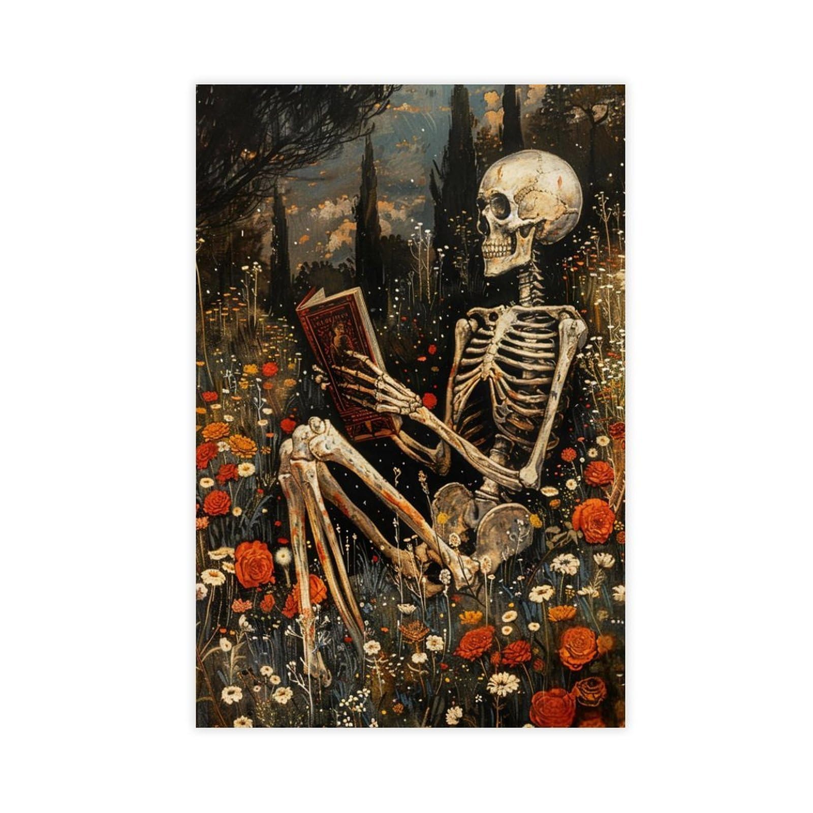 Bareronor Gothic Skeleton Canvas Poster for Bedroom Decor Gift